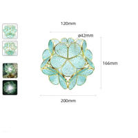 Pantalla de lámpara de vidrio con patrón Floral, pantalla de vidrio artesanal, rayas marrones, pétalos azules y rosas, para luces E26 y E27 - details 1