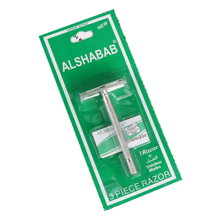 Alsabab-maquinilla de afeitar con mango de hierro para hombre, afeitadora de seguridad para Barbero, cuerpo, pelo, Barba, Manual, doble filo, Barbeador con 1 hoja - 1