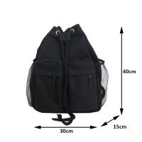 Mochila escolar de gran capacidad con cordón para estudiantes, bolso de lona informal para computadora portátil para mujer, paquete de viaje simple de Color sólido - details 19