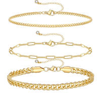 Pulsera de Oro Chapado 14K para Mujeres Conjunto de Pulseras de Cadena Dorada Elegante y Delicada Marca CHAYOU Tamaño 7+2 pulgadas - details 7