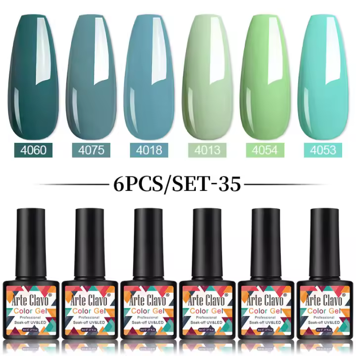 Arte Clavo-Juego de 6 esmaltes en Gel para uñas, Set de esmaltes semipermanentes UV LED, serie café, vino, Chocolate, para Otoño e Invierno - 1