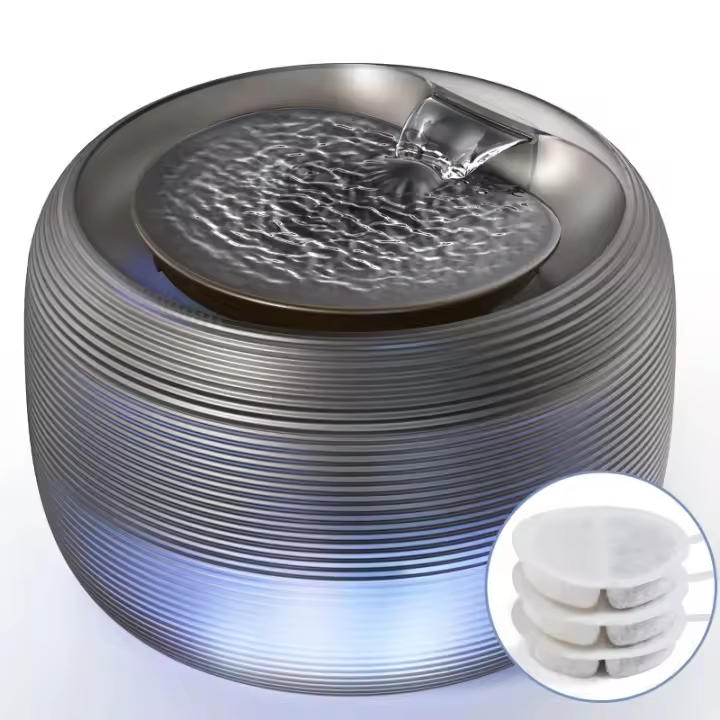 Grifo de Agua para Mascotas Ultra Silencioso 84oz/2.5L con Luz LED Grifo de Agua de Cascada para Gatos con 3 Filtros - 1