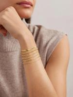 Pulseras de oro para mujer, conjunto de joyería chapada en oro de 14 quilates resistente al agua para mujer, cadena de clip de eslabón cubano apilable fina y moderna - details 3