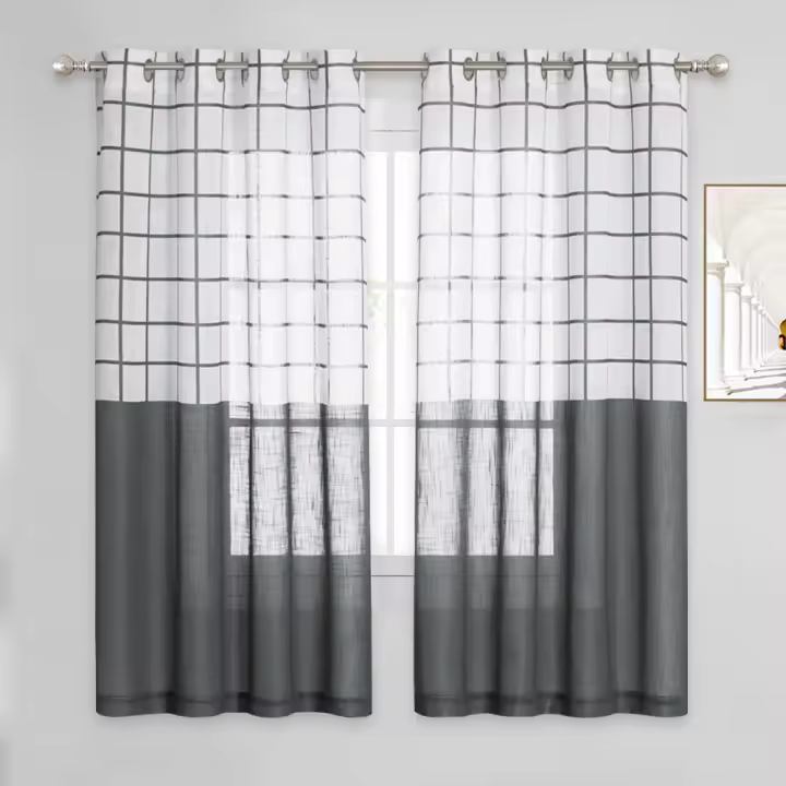 RYB HOME-cortinas transparentes de celosía para sala de estar, dormitorio, ventana, oficina, decoración moderna, Cortina personalizada, gasa de moda, 1 ud. - 1