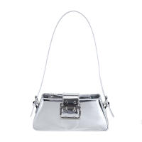 Bolso de mano de diseño de lujo para mujer, bolsa de hombro de marca con axila láser, plata, elegante, Asa superior, bolso de compras - details 19
