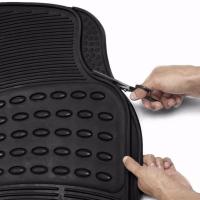 Alfombras de goma para coche Negro, Alfombra Recortable, Juegos Alfombrillas de Goma de 4 piezas para Coche. Universal, resistente al uso y antideslizante. Se puede cortar a medida. 2 Delanteras y 2 traseras. - details 4