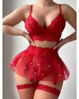 Conjunto de Lencería Sexy de Tornova Tanga de Encaje de Malla Transparente con Top de Atrévete - details 7