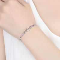 925 Sterling Silver Bracelet Purple Crystal Zircon Heart For Woman Charm Bracelet Jewelry Gift - details 0