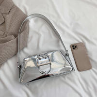 Bolso de mano de diseño de lujo para mujer, bolsa de hombro de marca con axila láser, plata, elegante, Asa superior, bolso de compras - details 13