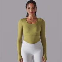 Camiseta de Yoga Sin Costuras para Mujer Deporte Top Largo Manga Larga Ropa de Gimnasio Camiseta de Correr para Entrenamiento Activo Vestimenta Ajustada Material Exterior Poliéster Temporada Primavera/Verano - details 43