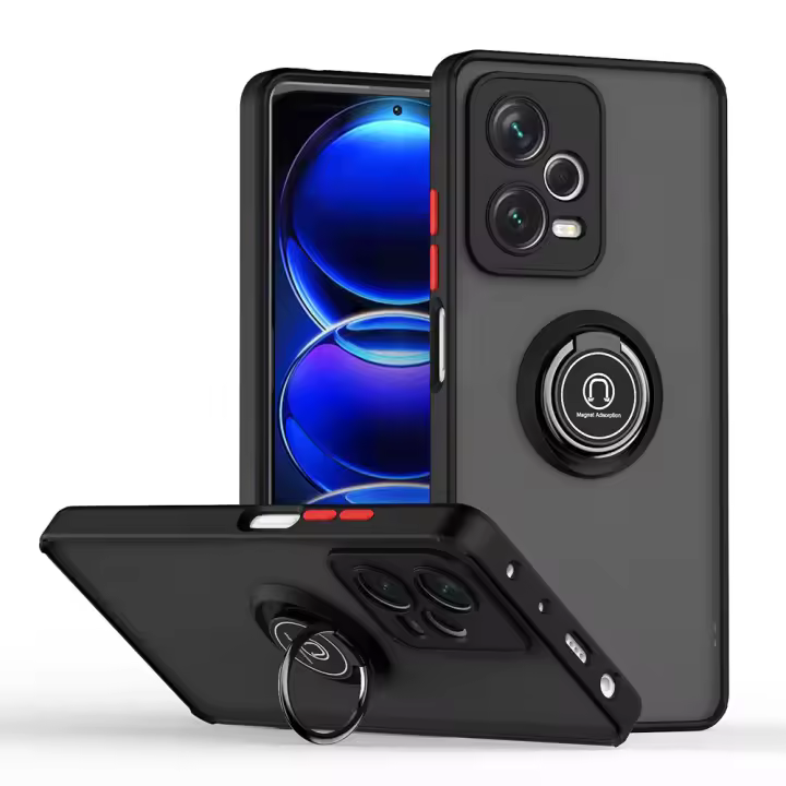 KEYSION-funda mate para Redmi Note 12 Pro + 5G, silicona transparente + soporte de anillo de PC, funda de teléfono a prueba de golpes para Xiaomi POCO X5 Pro 5G - 1