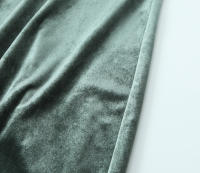 Autumn Women Mid-Green Velvet Midi Dress Short Sleeve V Neck Fitted Waist  Slim A-line Dresses Female Casual  Vestidos - details 5