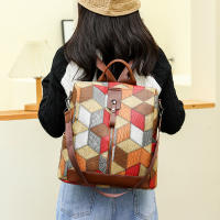 Mochila a cuadros de cuero PU suave para mujer, morral grande, bolsa de viaje, mochila escolar grande para Gir - details 7