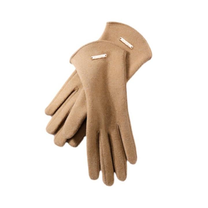 Guantes De Invierno Para Mujer - Toque Táctil, Forro Polar, Botones Y Diseño A Rayas