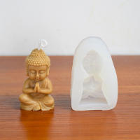 Molde de silicona de Buda para fabricación de velas, molde 3D para jabón de yeso de Buda, vela perfumada hecha a mano, moldes de epoxi de cristal, adornos de decoración - details 7