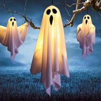 Fantasma de Halloween con cadena de luces, decoraciones de fiesta de Halloween feliz para el hogar, regalos colgantes para niños y adultos, linterna fantasma, 2024 - details 6