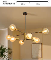 Lámpara de techo moderna con brillo de hierro, iluminación creativa minimalista, con personalidad, para decoración del hogar, color dorado y negro, E27 - details 4