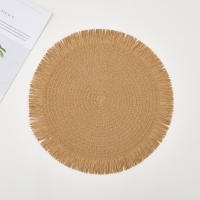Mantel de Papel Tejido Minimalista con Flecos Posavasos Decorativos para Mesa de Cena Redondo con Aislamiento Térmico - details 2