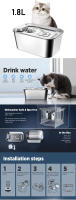 Dispensador Automático de Agua para Mascotas 2L de Acero Inoxidable con Bomba Silenciosa Ajustable para Gatos y Perros - details 1