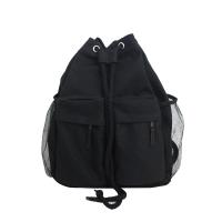 Mochila escolar de gran capacidad con cordón para estudiantes, bolso de lona informal para computadora portátil para mujer, paquete de viaje simple de Color sólido - details 20