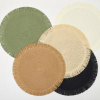 Mantel de Papel Tejido Minimalista con Flecos Posavasos Decorativos para Mesa de Cena Redondo con Aislamiento Térmico - details 3