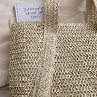 Bolso de paja tejido a mano para mujer, bolsa de hombro de gran capacidad con colgante para axila, Asa superior, Verano - details 24