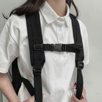 Mochila escolar de gran capacidad con cordón para estudiantes, bolso de lona informal para computadora portátil para mujer, paquete de viaje simple de Color sólido - details 9