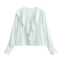 Elegant Ladies Office Ruffle Shirt Blouse Long Sleeve V Neck Women 2025 Solid Spring Shirts Blusas Mujer - details 11
