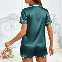 Conjunto de mujer, ropa de dormir de manga corta de seda satinada lujosa, ropa informal para el hogar, ropa de dormir para mujer - details 92