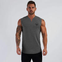 Summer New Men Slim Fit Cotton Tank Tops Breathable Sleeveless Fashion V-neck Vest Gym Casual Bodybuilding Fitness Singlets - details 2