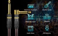 Cable de Audio TS de 6,35mm, Cable de instrumento de ángulo recto de 1/4 pulgadas, Cable de guitarra eléctrica profesional para amplificador, preamplificador, mezclador y altavoz - details 4