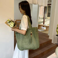 Bolso de paja tejido a mano para mujer, bolsa de hombro de gran capacidad con colgante para axila, Asa superior, Verano - details 4