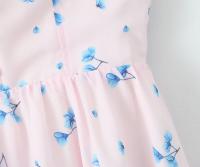 Summer Women Floral Print Sling Mini Dress Ear Fungus Edge Straps Hem Ruffle A-line Holiday Party Dresses Chiffon Robe - details 5