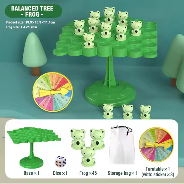 Juguetes Montessori para niños, juego de mesa interactivo de escritorio para padres e hijos, árbol equilibrado de rana, aprendizaje divertido, juego de fiesta - 1