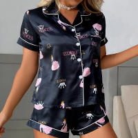 Conjunto de mujer, ropa de dormir de manga corta de seda satinada lujosa, ropa informal para el hogar, ropa de dormir para mujer - details 27