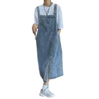 Vestido general de mezclilla para mujer, vestido Irregular con bolsillo en el pecho y abertura lateral, vestido vaquero sin mangas a la moda, vestidos con tirantes finos, vestido tipo jersey - details 18