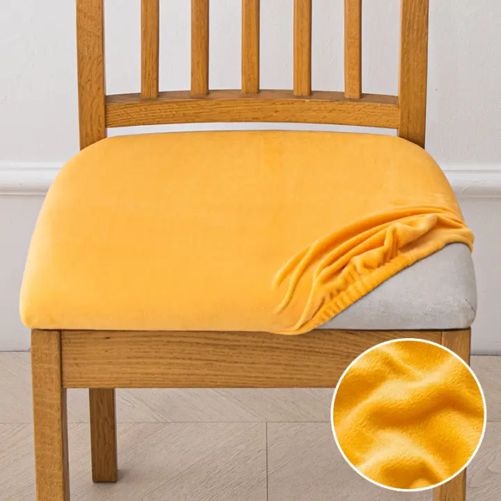 Fundas de asiento de silla de terciopelo, fundas de cojín de asiento elásticas, funda de silla lavable para comedor, Hotel, ceremonia, banquete, fiesta - 1