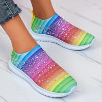 Crystal Breathable Mesh Sneaker Shoes for Women Comfortable Soft Bottom Flats Plus Size 43 Non Slip Casual Shoes Woman - details 3