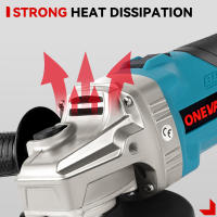 ONEVAN-amoladora angular eléctrica sin escobillas, 125MM, 3000W, 6 engranajes, cortador de pulido, herramienta eléctrica de madera y Metal para Pin de batería Makita de 18V - details 6