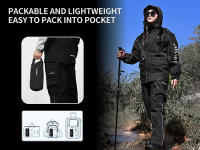 WOSAWE Conjunto de Ciclismo Impermeable Chaqueta y Pantalones de Poliéster con Cremallera Completa - details 6