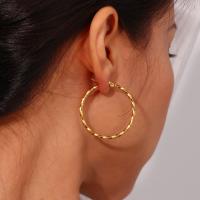 E.B.belle-base de estilo chapado en oro para mujer, 20mm, 35mm, 40mm, 18K, resistente al agua torcido, pendientes de aro de acero inoxidable - details 10