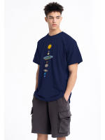 Camiseta con Estampado de Planetas del Sistema Solar para Hombre, Prenda Holgada, Manga Regular, Diseño Cósmico, Ropa de Moda, Informal, Gran Tamaño - details 7