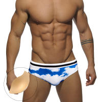 Jessborn bañador informal para hombre, traje de baño de cintura baja con estampado de Nube Blanca y cielo azul, ropa de playa para adultos - details 0