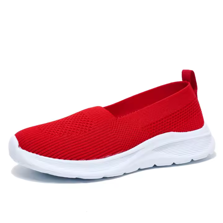 Zapatillas de deporte de punto para mujer, zapatos planos ligeros sin cordones, mocasines de talla grande, Verano - 1