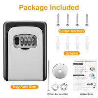 Caja de Almacenamiento de Contraseña Anchtek Resistente al Agua Montaje en Pared para Exteriores Caja de Llave Metálica de 4 Códigos Moderna de Aluminio con Sistema de Alarma - details 10