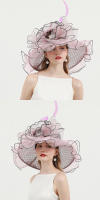 Gorra de Derby a Cuadros con Plumas y Flores para Mujer 2024 Verano Gorra de Boda de Organza con Velo Amplio Ccare de Polyester Secado Normal Instrucciones de Cuidado - details 5