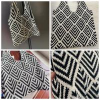 Bolso de mano de punto hecho a mano para mujer, bolso de hombro con nudo minimalista, bolso de mano informal, reutilizable, Color de contraste geométrico, moda - details 1
