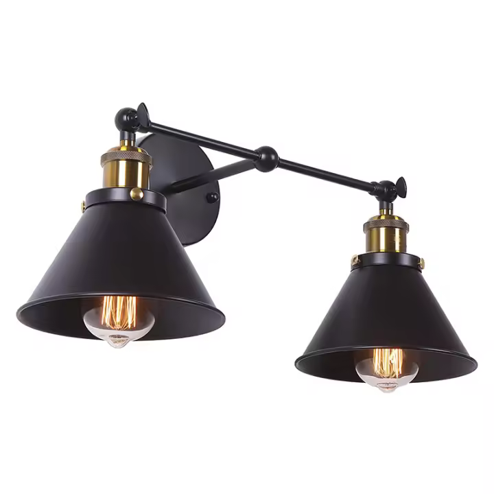 Lámpara de pared industrial de doble luz e27 Vintage Loft Sconce no regulable - 1