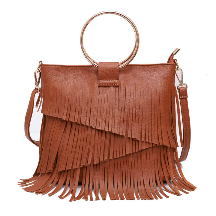 Bolso Mujer Cuero Cruzado Bolso De Cuero Sintético Gladdon Para Mujer | Cruzado Con Cordón Y Borla | Diseño Tipo Cubo | Varios Colores Bolso Hombro Piel PU Ocasiones Múltiples