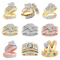 Mifeiya conjunto de anillos de compromiso de boda de lujo para amantes anillo de cristal de circonita cúbica AAA geométrico ostentoso para parejas mujeres y hombres - details 1